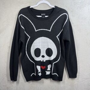 Skelanimals Jack The Rabbit Intarsia Women's Sweater Women's XS Hot Topic Black